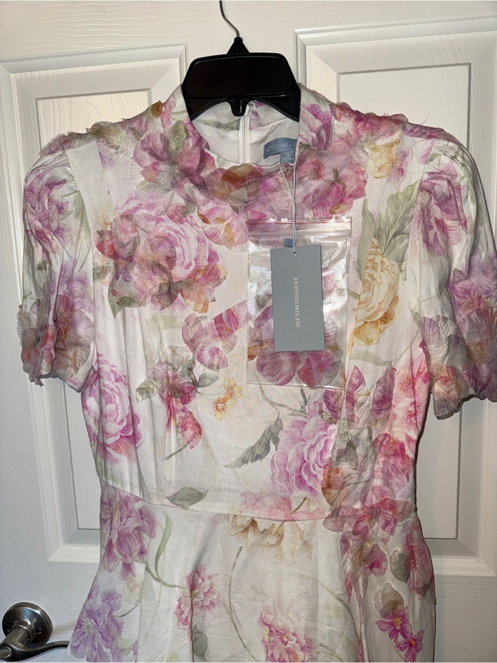 NWT Antonio Melani Iris Linen Floral Print Mockneck Short Sleeve Dress Size 8 - Picture 6 of 9